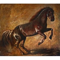 S. M. fawad, 15 x 16 Inch, Oil on Canvas, Horse Painting, AC-SMF-045